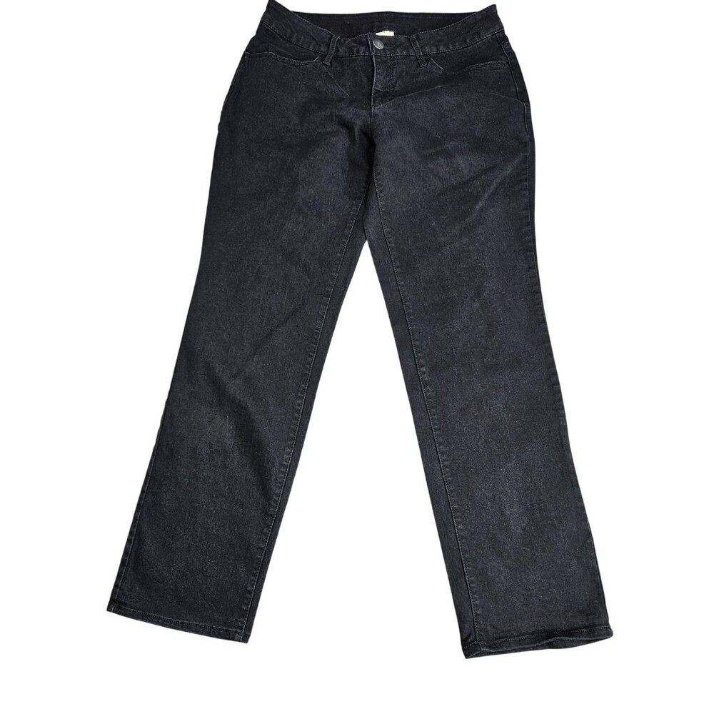 Faded Glory Straight Jeans Womens‎ 10P Gray Charcoal Wash Mid Rise Stretch Denim